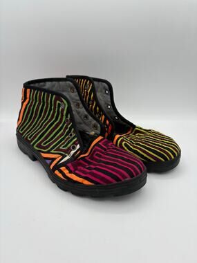 Mola Skywalker Ankle Boots Molas4u Striped Artisan Made Unique Wearable Art